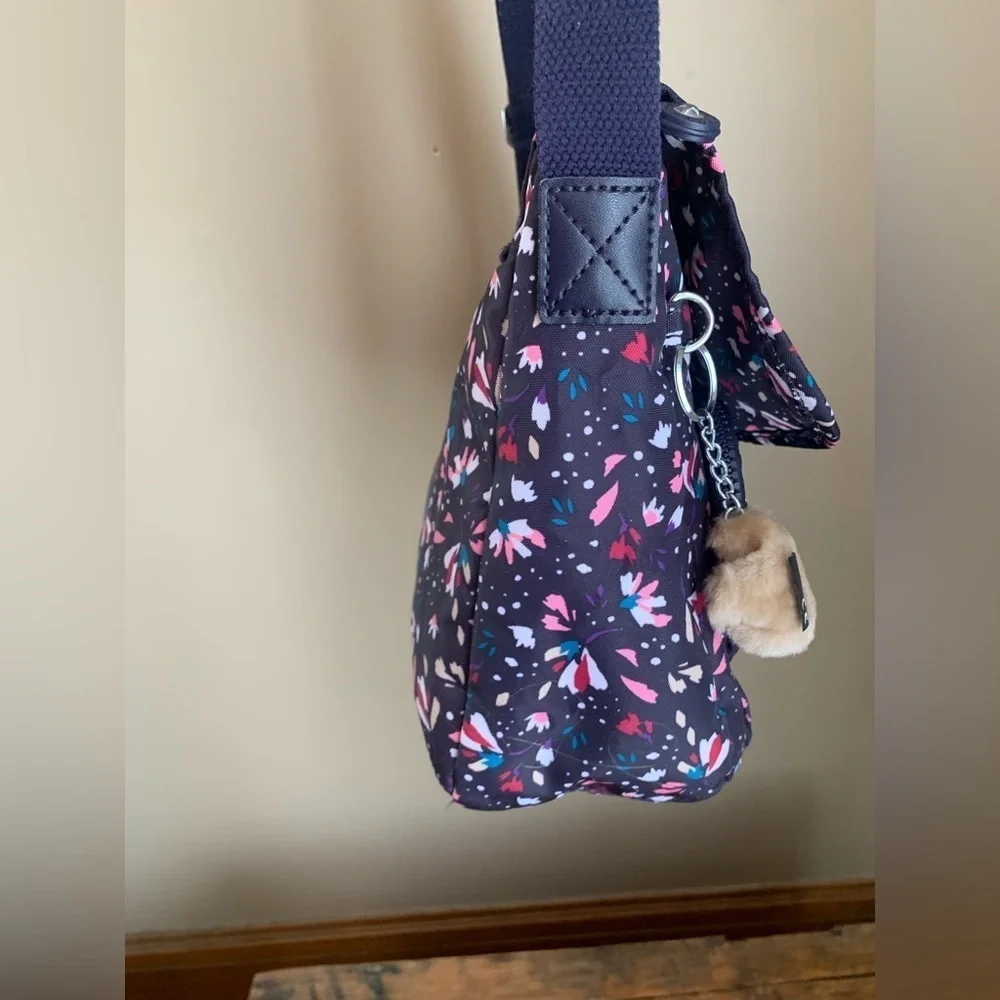 Kipling purse shoulder crossbody adjustable strap messenger confetti pattern
